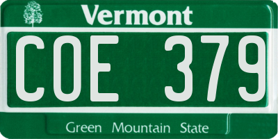 VT license plate COE379