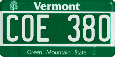 VT license plate COE380