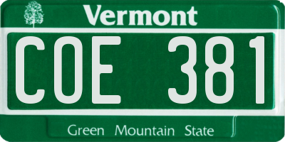 VT license plate COE381