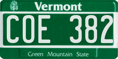 VT license plate COE382
