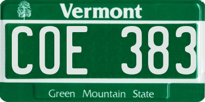 VT license plate COE383