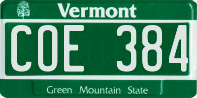VT license plate COE384