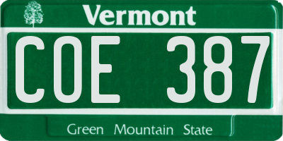 VT license plate COE387