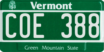 VT license plate COE388
