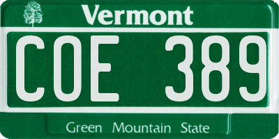 VT license plate COE389