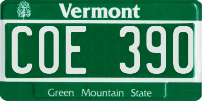 VT license plate COE390
