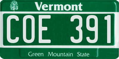 VT license plate COE391