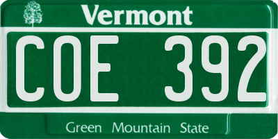 VT license plate COE392