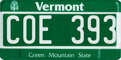 VT license plate COE393