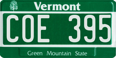 VT license plate COE395