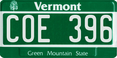 VT license plate COE396