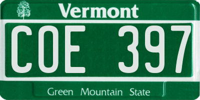 VT license plate COE397