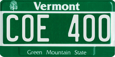 VT license plate COE400