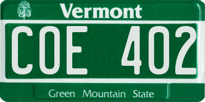 VT license plate COE402