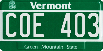 VT license plate COE403
