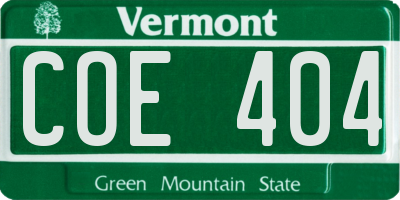 VT license plate COE404
