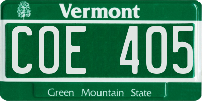 VT license plate COE405