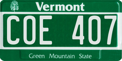 VT license plate COE407