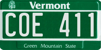VT license plate COE411