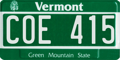 VT license plate COE415