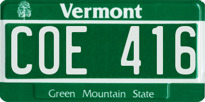 VT license plate COE416