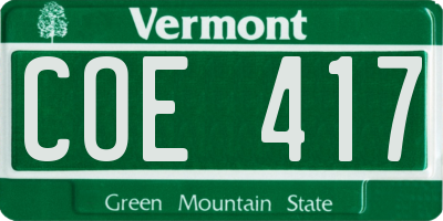 VT license plate COE417