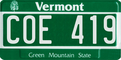 VT license plate COE419