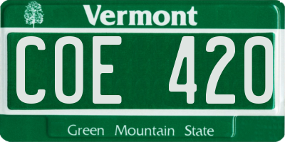 VT license plate COE420