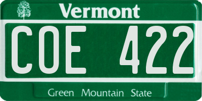 VT license plate COE422