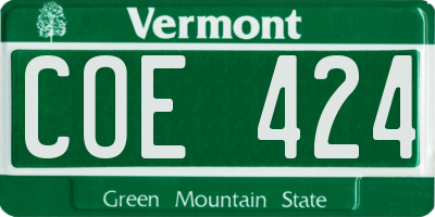 VT license plate COE424