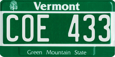 VT license plate COE433