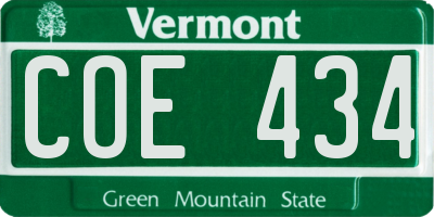 VT license plate COE434