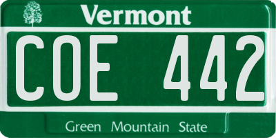 VT license plate COE442