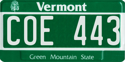 VT license plate COE443