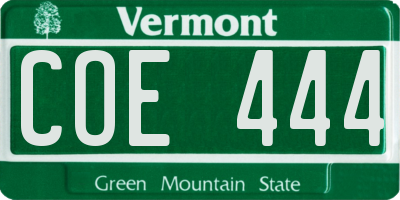 VT license plate COE444