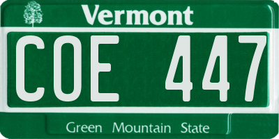 VT license plate COE447