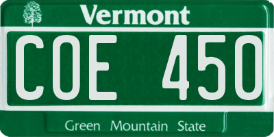 VT license plate COE450
