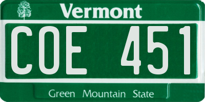 VT license plate COE451