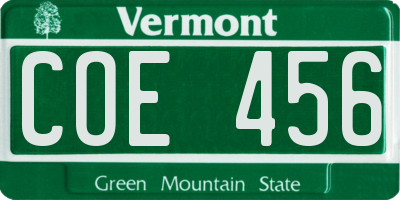 VT license plate COE456