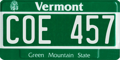 VT license plate COE457
