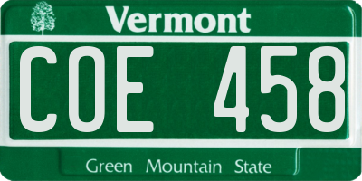 VT license plate COE458