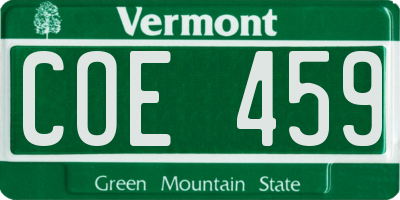 VT license plate COE459