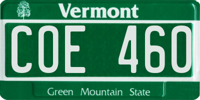 VT license plate COE460