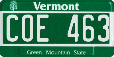 VT license plate COE463