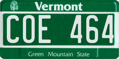 VT license plate COE464