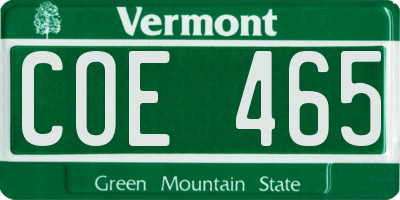 VT license plate COE465