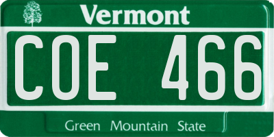 VT license plate COE466