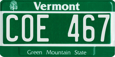 VT license plate COE467