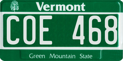 VT license plate COE468