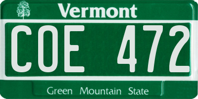 VT license plate COE472